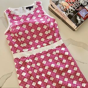 Brooks Brothers- Geometric print pink/ white dress